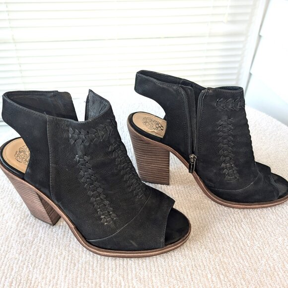 Vince Camuto Black Slingback Open-Toe Booties - Size 10M - Picture 2 of 12